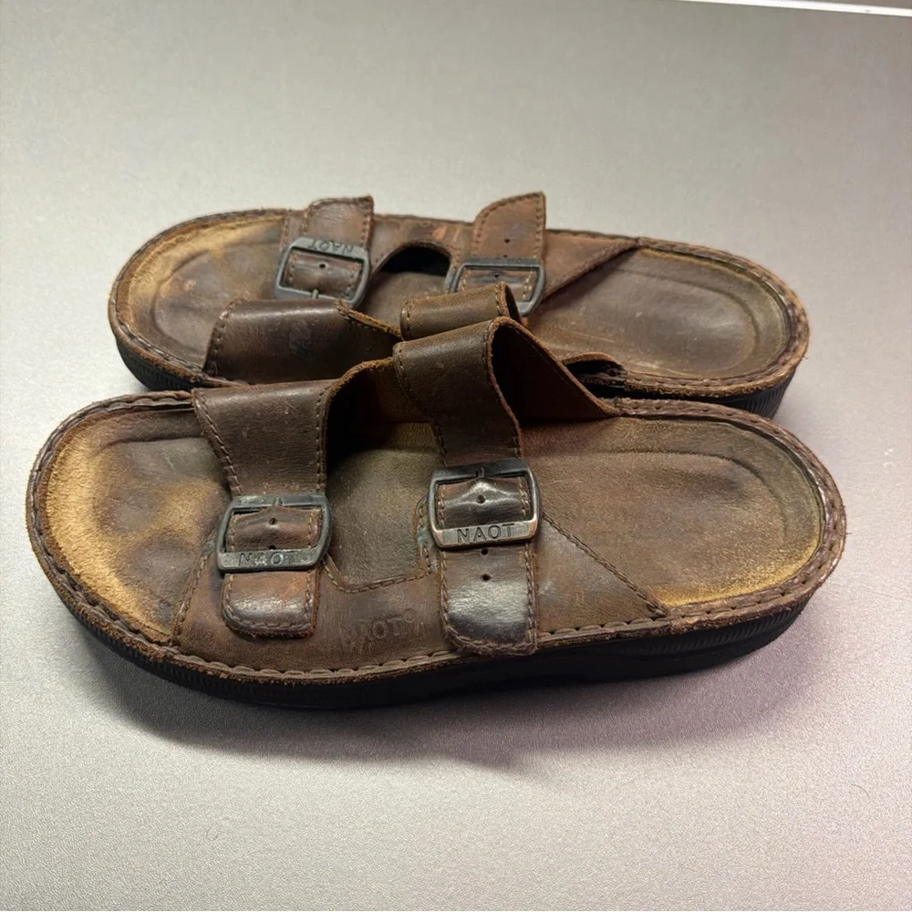 Naot Men’s Mikael Slide Sandals Crazy Horse Leather Size‎ 39 US 6-6.5 Comfort
